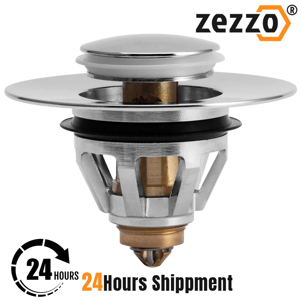 Zezzo Bounce Core Pop-up Drain Filter Bathroom Stainless Steel Bounce Core Push-type Hair Stopper Basin Pop-up Drain Filter