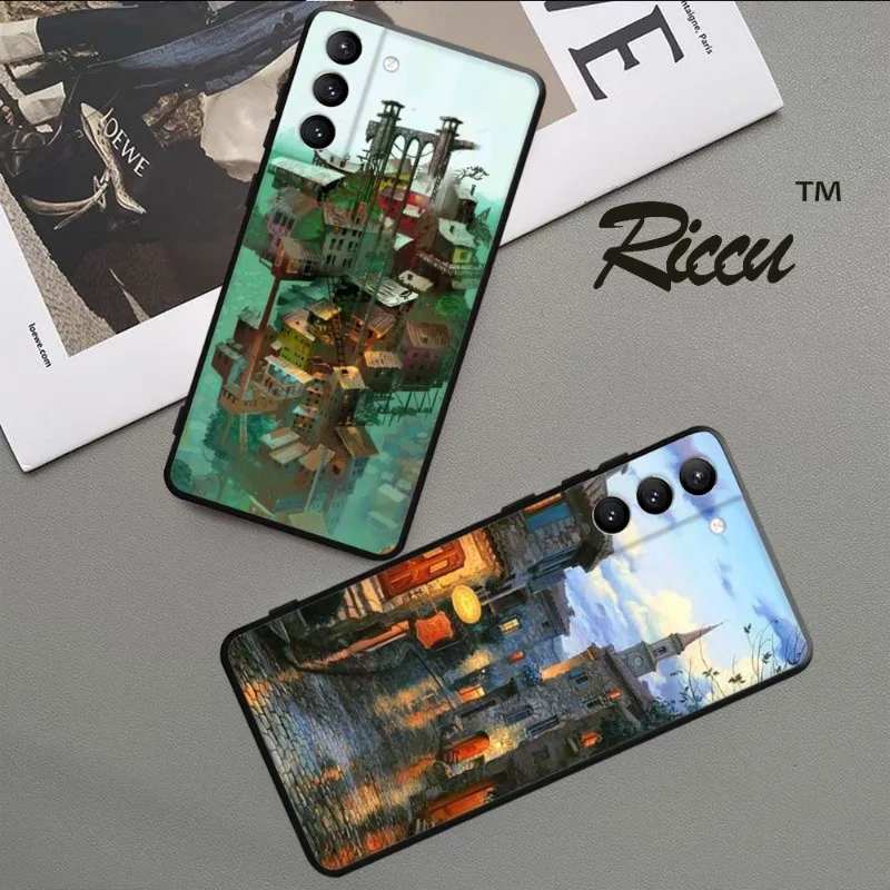 Japanese Anime Hand Painted House scenery Phone Case For Samsung Galaxy S22 S21 S20 FE Ultra S10 S9 Plus S10e Note 20Ultra Cover