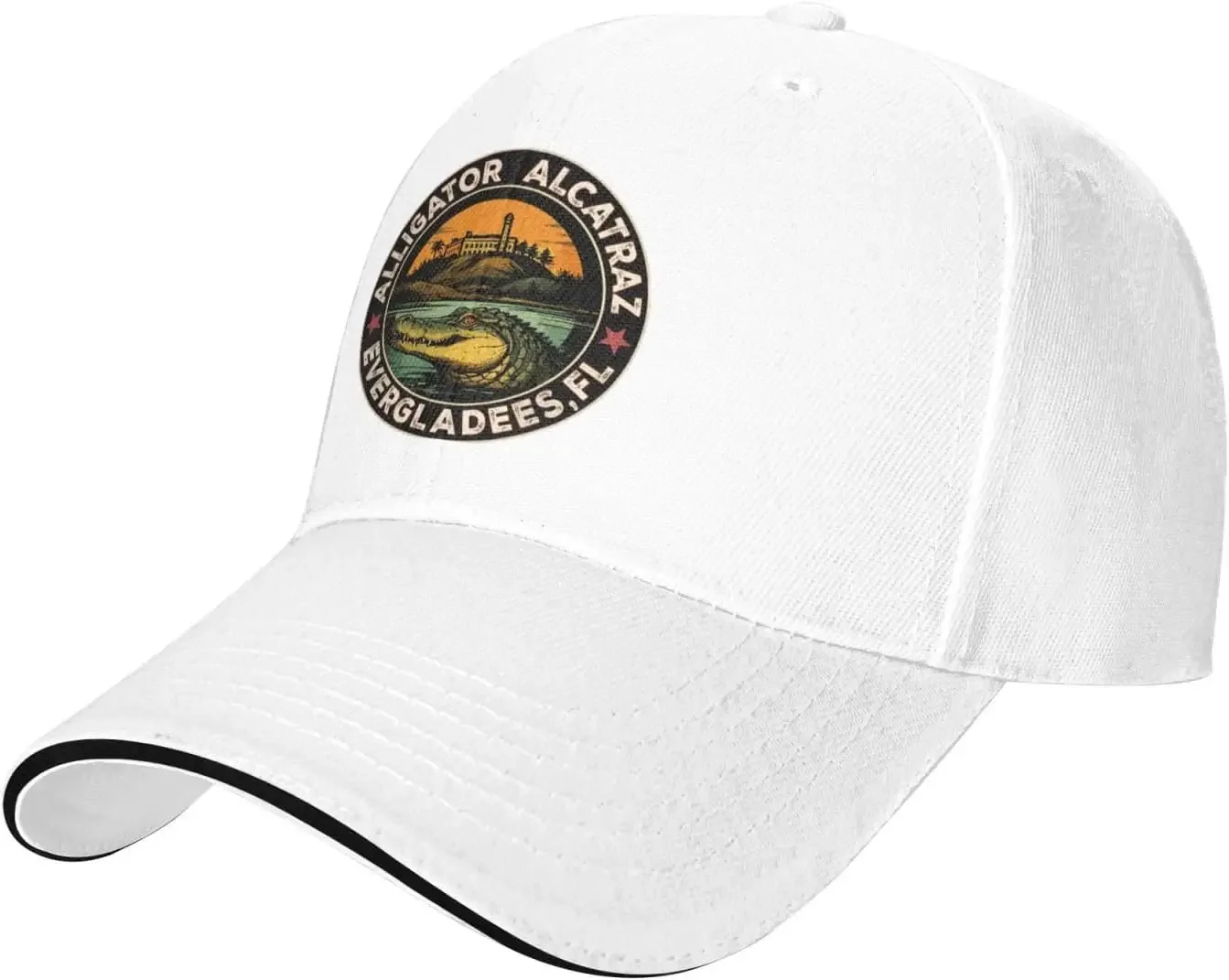 

Florida Everglades Alligator Alcatraz Hats for Women Baseball Cap Classic Washed Running Hats Quick Dry