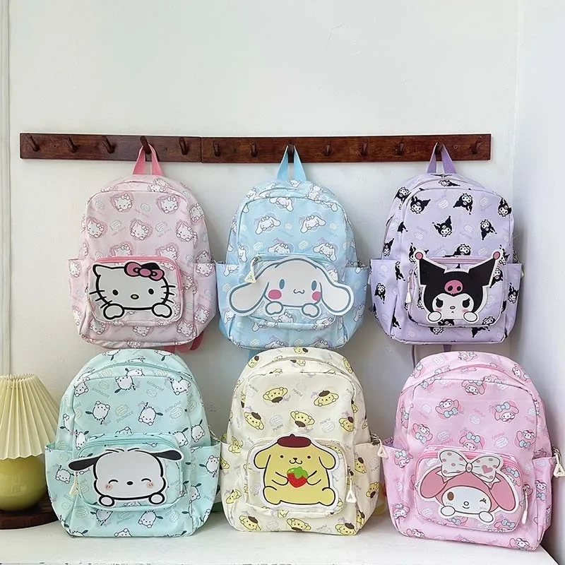 Sanrio Hello Kitty Kuromi Melody Pochacco Cinnamoroll Backpack School Bag Kids Boy Girl Cute Satchel Kawaii Casual Knapsack