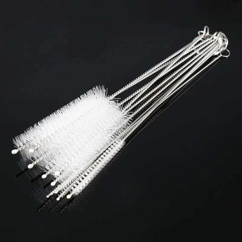 10*Nylon Cleaning Brush Set Household Cleaning Tools  Accessories Test Tube Bottle Straw Washing Cleaner Bristle Kit