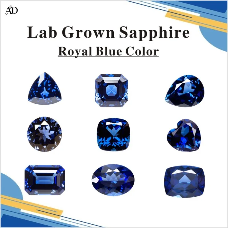 Lab Grown Sapphire Royal Blue Color Multiple Cuts Available Gems For Jewelry Setting&Custom Design Selectable  Certificate