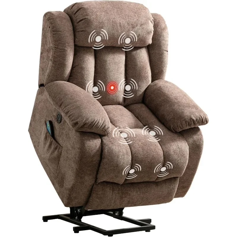 

Massage Recliners for Living Room, with Heated Vibration, USB Ports, Remote Control Power Lift Chair for Elderly Overstuffed