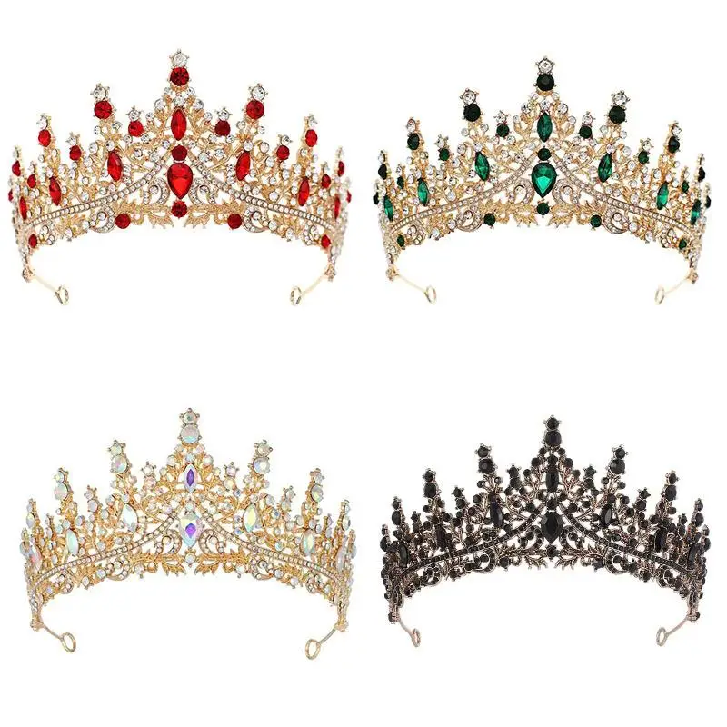 1 Stück Goldene Damen-Mode-Hochzeitskrone, Braut-Kopfschmuck, Strass, klassische Prinzessinnen-Tiara, DIY-Accessoires – Detail 4