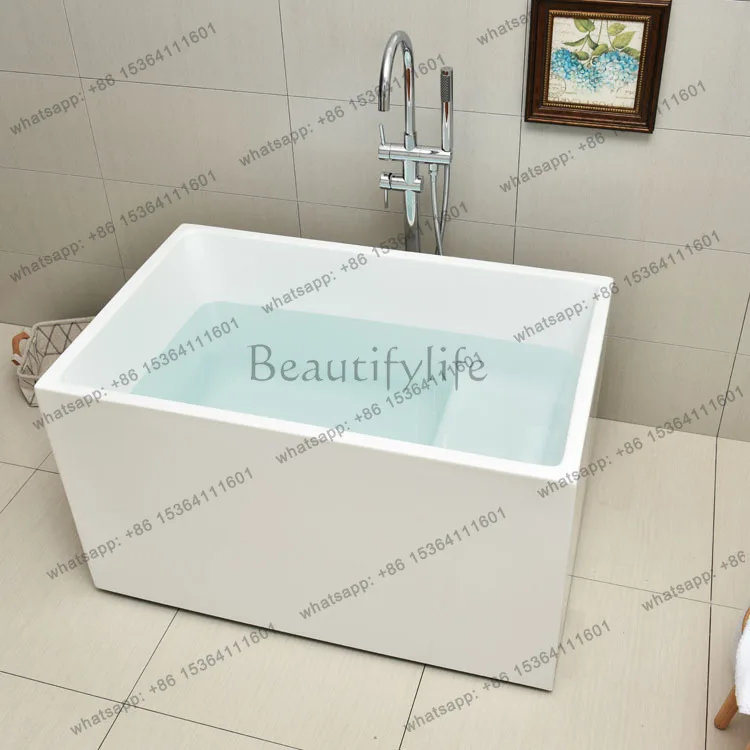 Acrylic small size deepened thickened thin edge adult household seamless docking bathtub