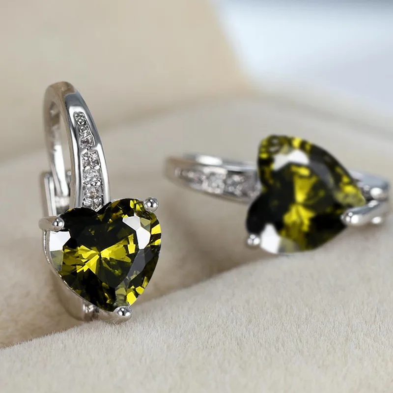 

1,3 карата натуральный зеленый перидот стерлингового серебра 925 пробы серьги-гвоздики в форме сердца Brincos для женщин модные ювелирные изделия с драгоценными камнями подарок на день рождения