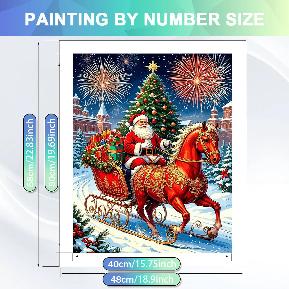 HUACAN Oil Painting By Numbers Santa Claus Handpainted Kits Home Decor Tree Christmas Tree Draw On Canvas Winter Snow Crafts
