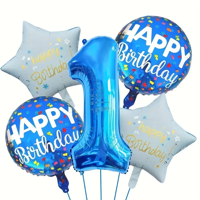 32-дюймовый синий цифровой набор воздушных шаров из алюминиевой пленки, светло-голубые воздушные шары со звездами, подарки для украшения дня рождения для детей 1-9 лет