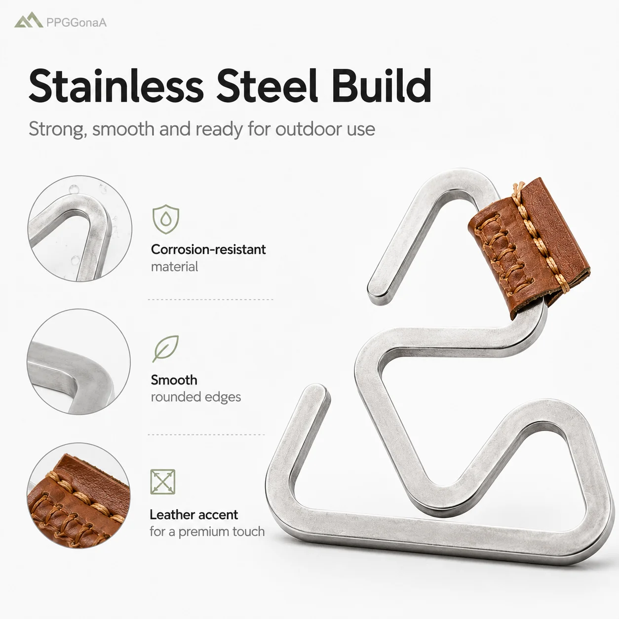 Stainless Steel Camping Hanging Hooks Portable Triangle S Hooks for Rope Tent Hiking Picnic Outdoor Cookware Gear
