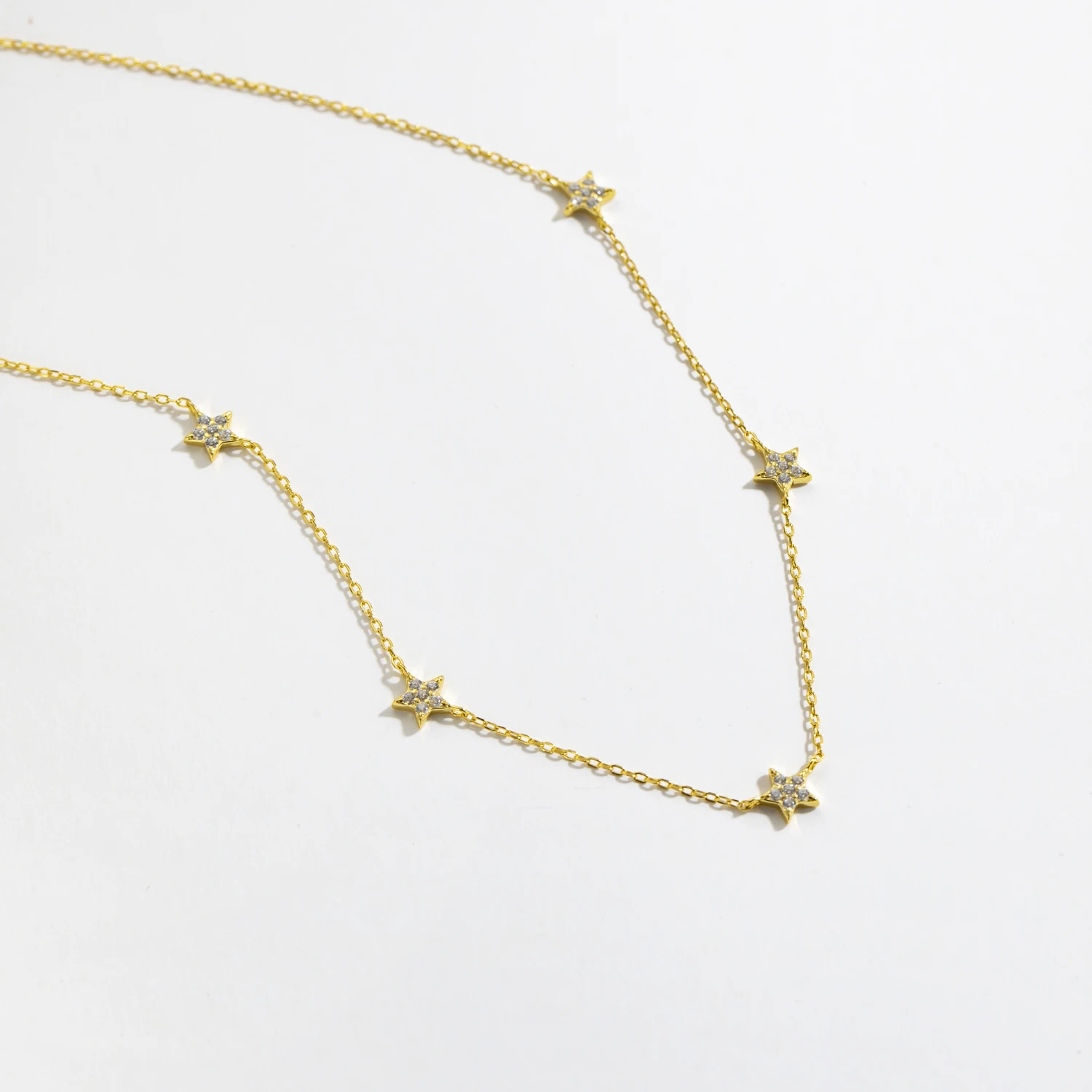 VEWANT 925 Sterling Silver Star CZ Ziron Pave Charm Beads Naszyjnik Długi łańcuszek Ślubna biżuteria Prezent — zdjęcie 6
