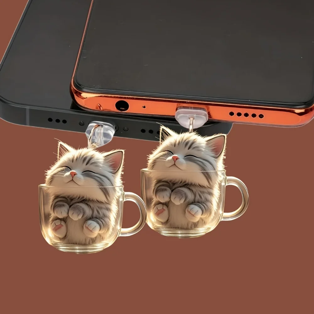 2d القط ملحقات الهاتف الزخرفية نوع C الهاتف التوصيل القط شحن ميناء غطاء العالمي الهاتف الغبار التوصيل للهواتف آيفون أندرويد