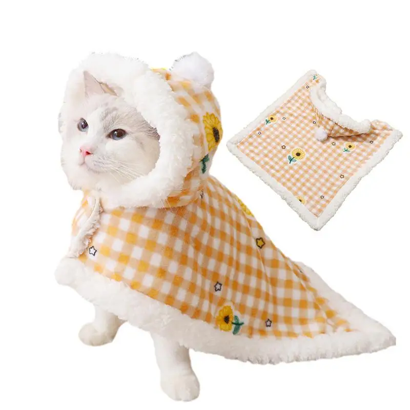 Cat Cloak Cute Stylish Soft Warm Pet Clothes double layer thickening kitten Costume washable Cat Poncho Cape Winter supplies