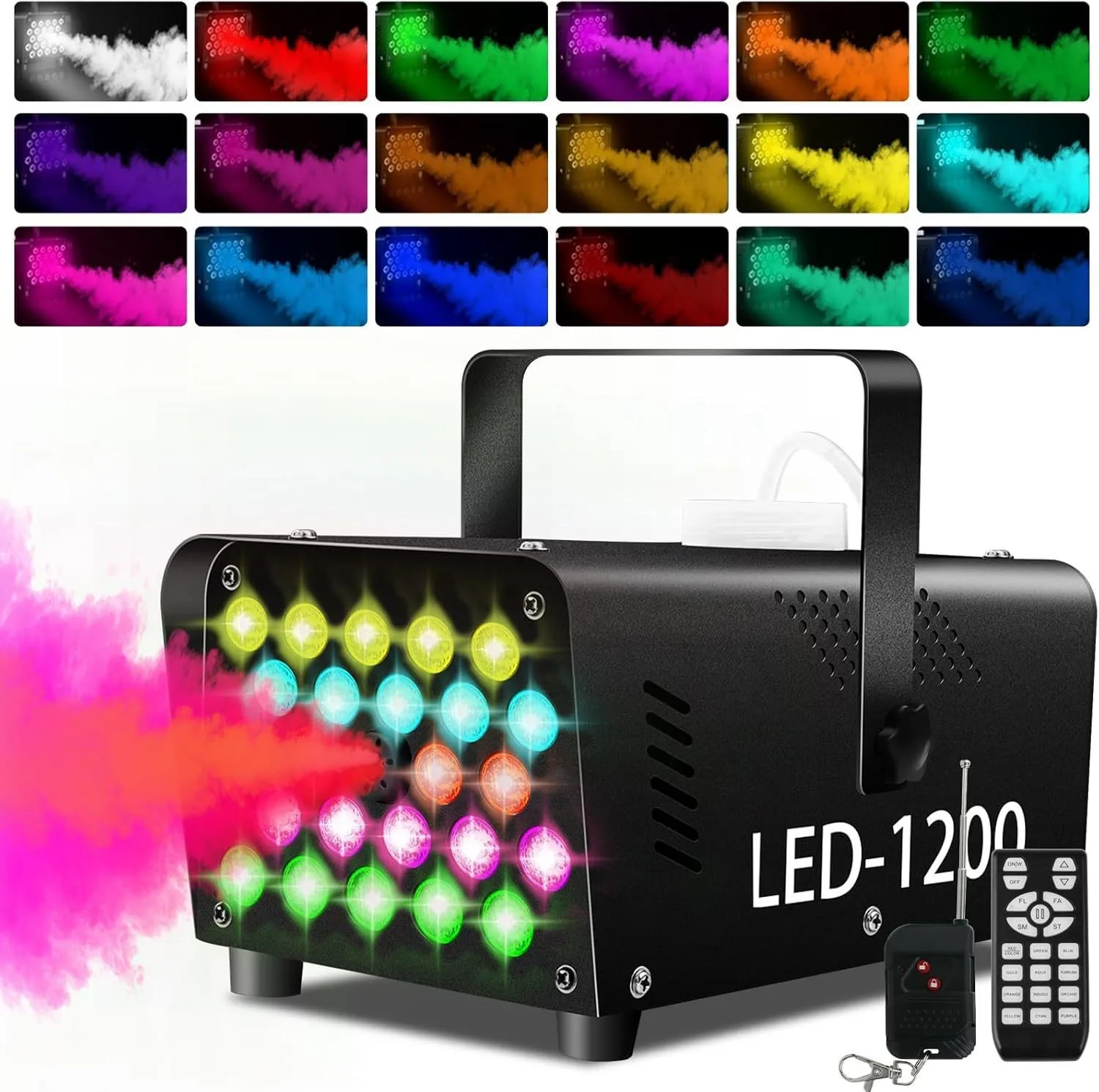 リモコン付きled-24灯フルカラー500wスモークマシン-ハロウィンスモークマシン