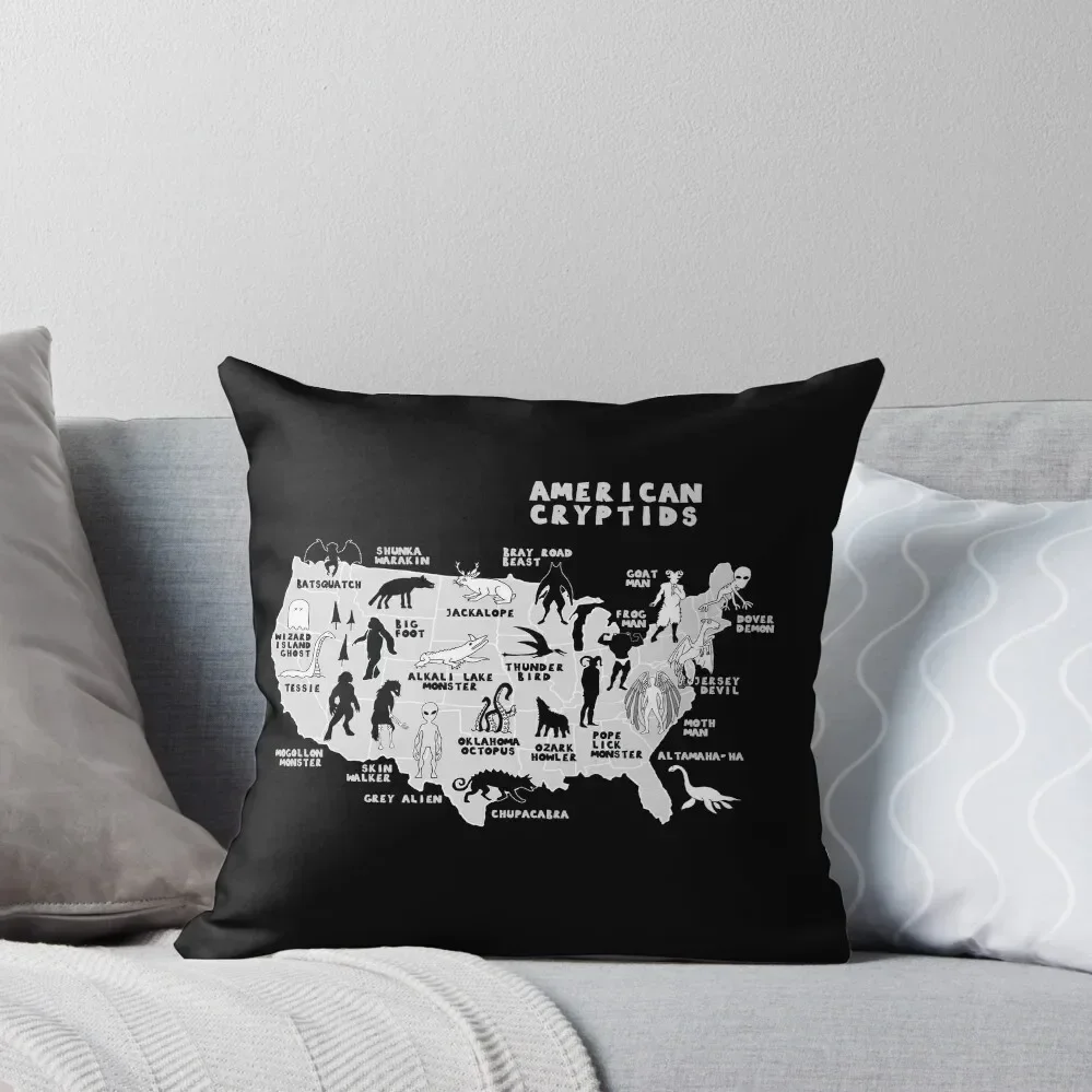 

Map Of Cryptids In The USA Throw Pillow pillow cover christmas Sofa Decorative Covers pillow