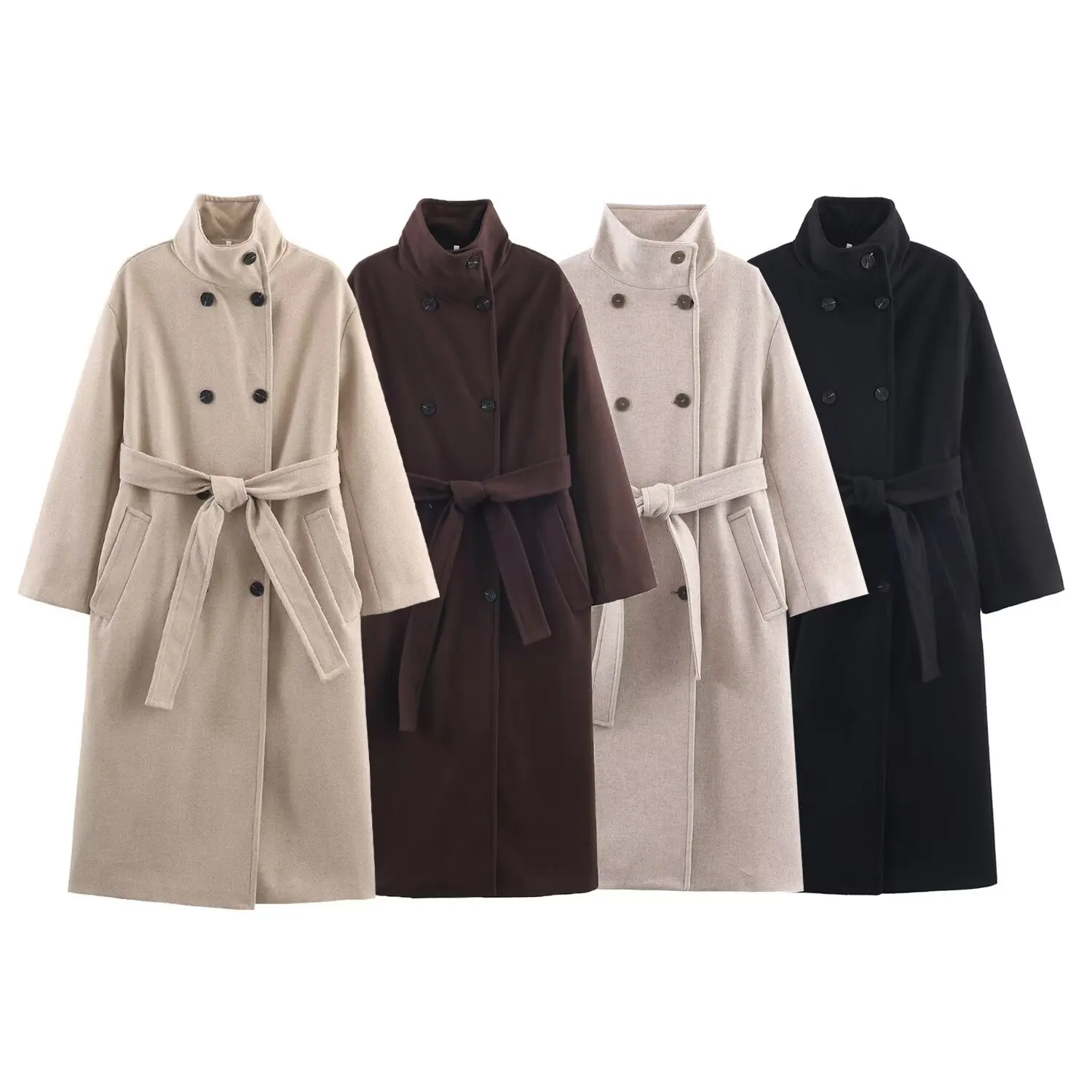 Neuer Eleganter Damen-Wintermantel mit Rollkragen im Modischen und Lässigen Stil