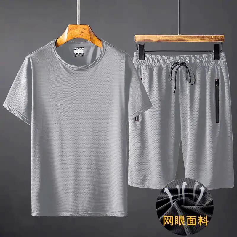 Männer Sport Anzug männer Mode Shorts + T-Shirt 10XL Sommer Atmungsaktivem Mesh Casual Anzug Jogger männer Kleidung