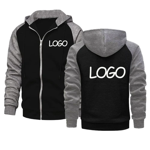 Imagen 2 del producto DIY personaliza tu logotipo de la marca sudadera con capucha informal para hombres y mujeres Tops contraste Zip calle personalidad sudadera regalos personalizados