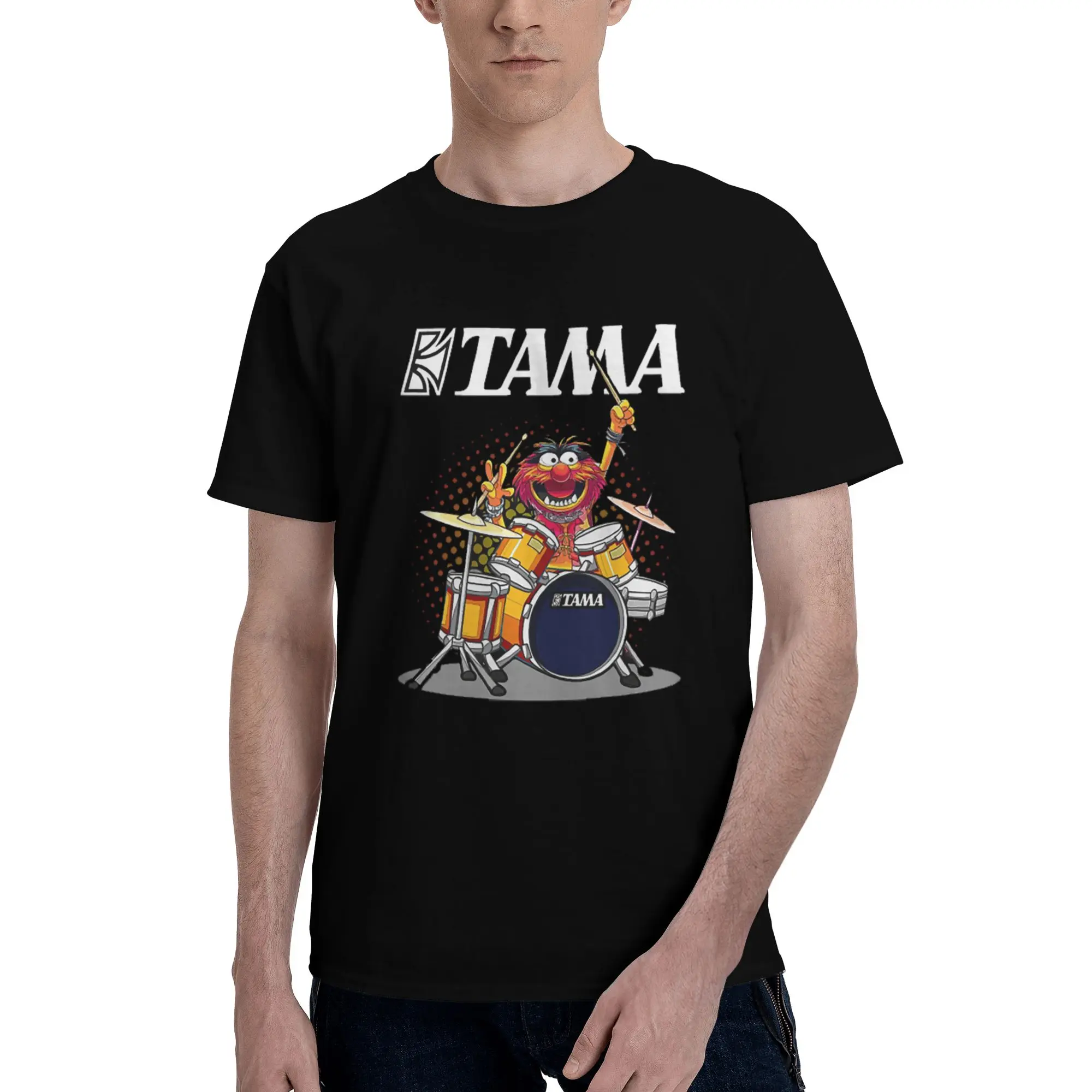 

ANIMAL DRUMMER TAMA DRUMS 100% Cotton T-Shirt Men's Classic T Shirts Men O-Neck Short Sleeve S-6XL
