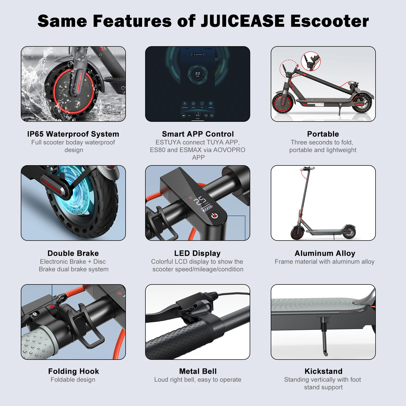 JUICEASE Electric Scooter 1000W/350W Powerful Motor 7.5/14.5AH Battery Folding Escooter 8.5/10 Inch Anti-Skip Tire for Adults