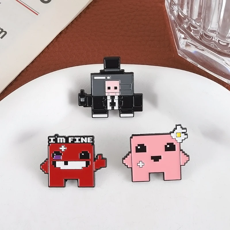 سوبر اللحوم الصبي ضمادة فتاة المينا دبابيس لعبة فيديو شخصيات دبابيس التلبيب على ظهره شارة مجوهرات هدايا للأطفال الأصدقاء #5