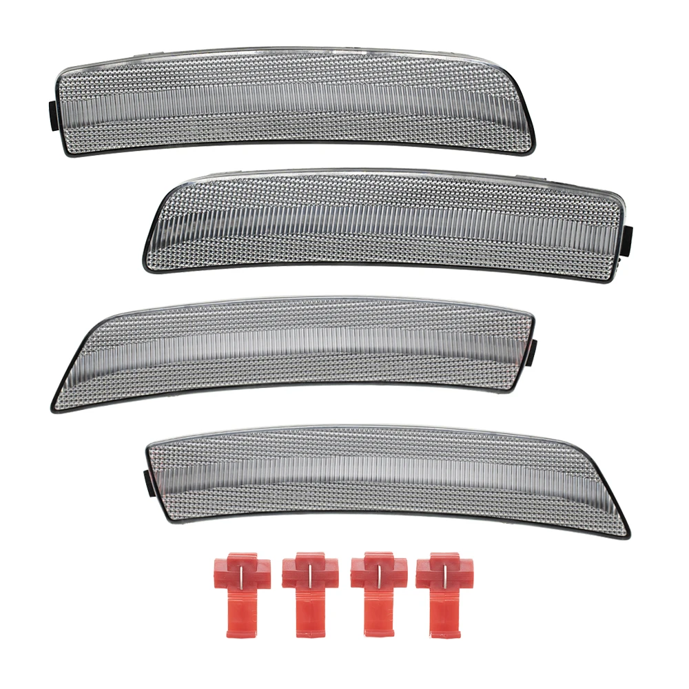 4PCs For Ford Mustang Mach-E 2021 2022 2023 2024+ Bumper LED F&R Fender Side Marker Lights Parking Turn Signal Reflector Lamps