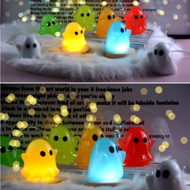 Crystal Epoxy Resin Halloween Dress Up Atmosphere Light DIY Ghost Shape Silicone Mold Party Atmosphere Mold Bedside Cute Decorat