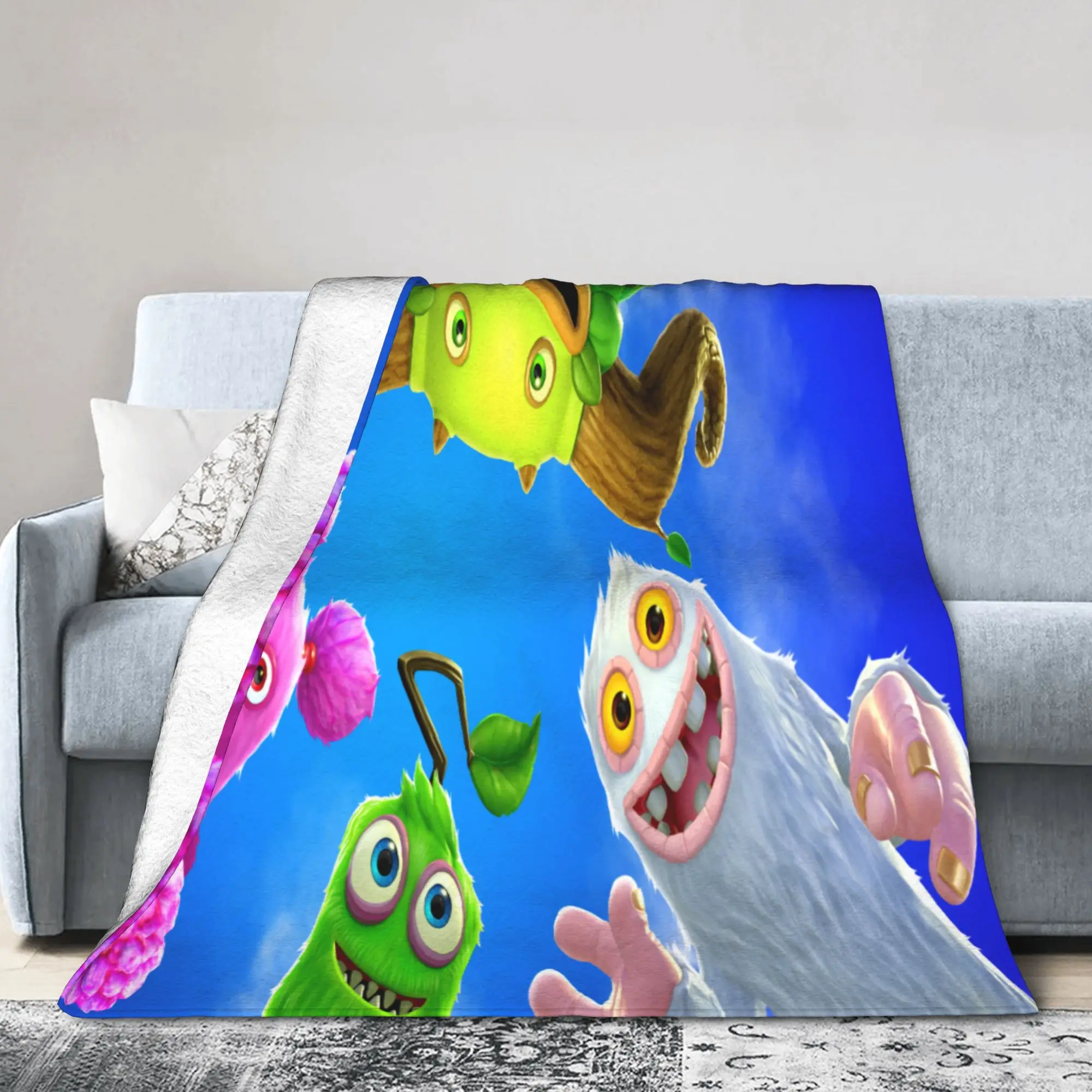 Custom Sofa Fleece Rainbow Monster Mangas Games Hot Throw Blanket Warm Flannel Cartoon  Blankets for Bedding Office Sofa Quilt