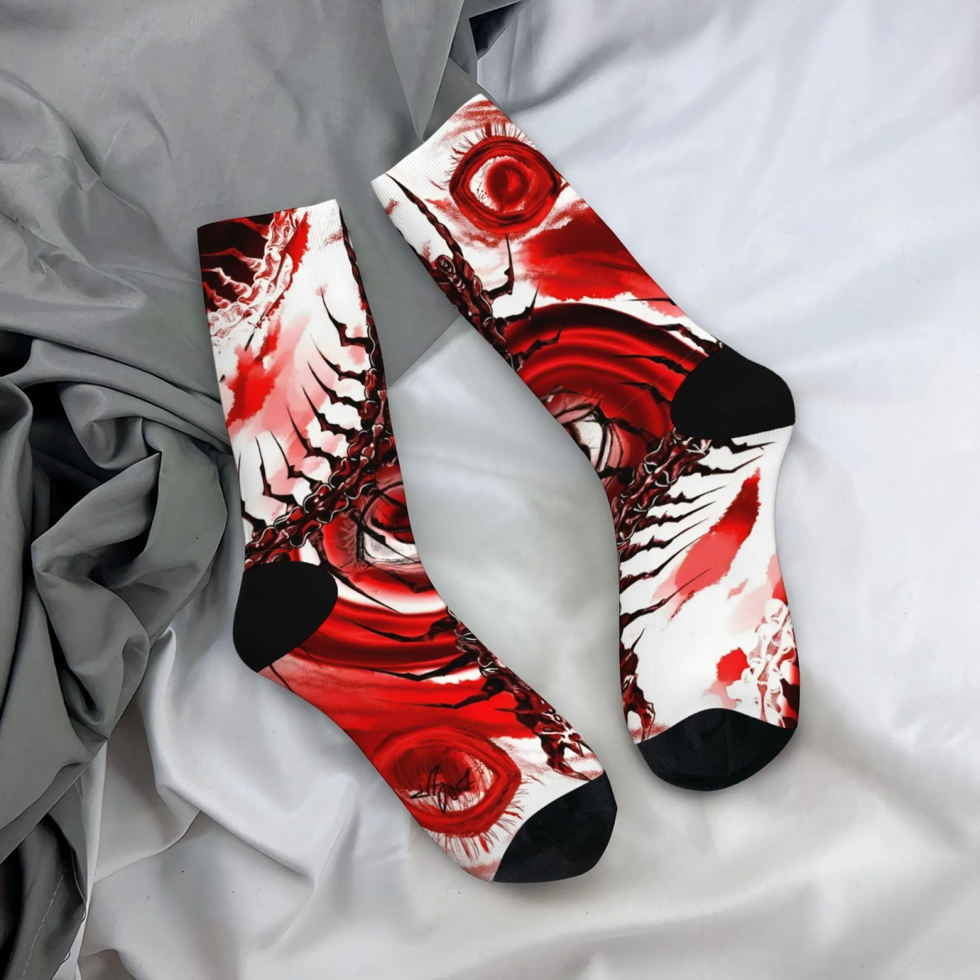 Streetwear-Herrensocken mit Evil Eye-Design, schwarzer Gothic-Druck, rutschfeste, bequeme Söckchen für Freizeitkleidung