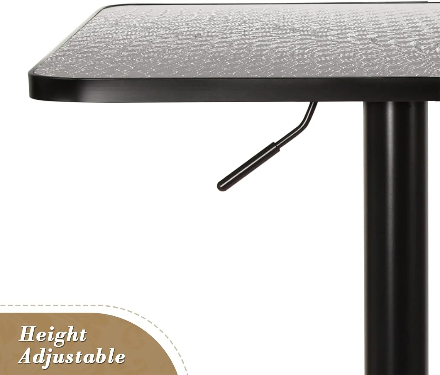 Athena Collection Square Bar Table, Pub Table, Altura ajustável, 360 ° Swivel Bistro Table, High Top Table com Mdf