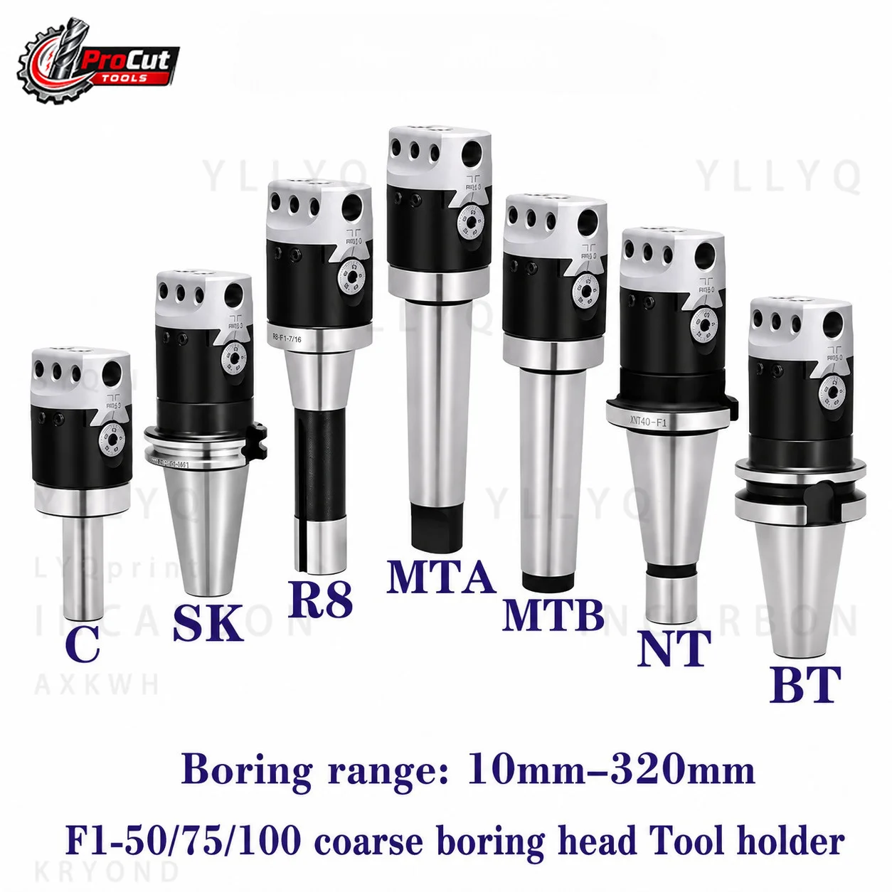 F1 Tool Holder 50/75/100mm, Fit MT2 MT3 MT4 C20 C25 R8 BT30 BT40 BT50 NT30 NT40 SK40 CNC Milling Bracket