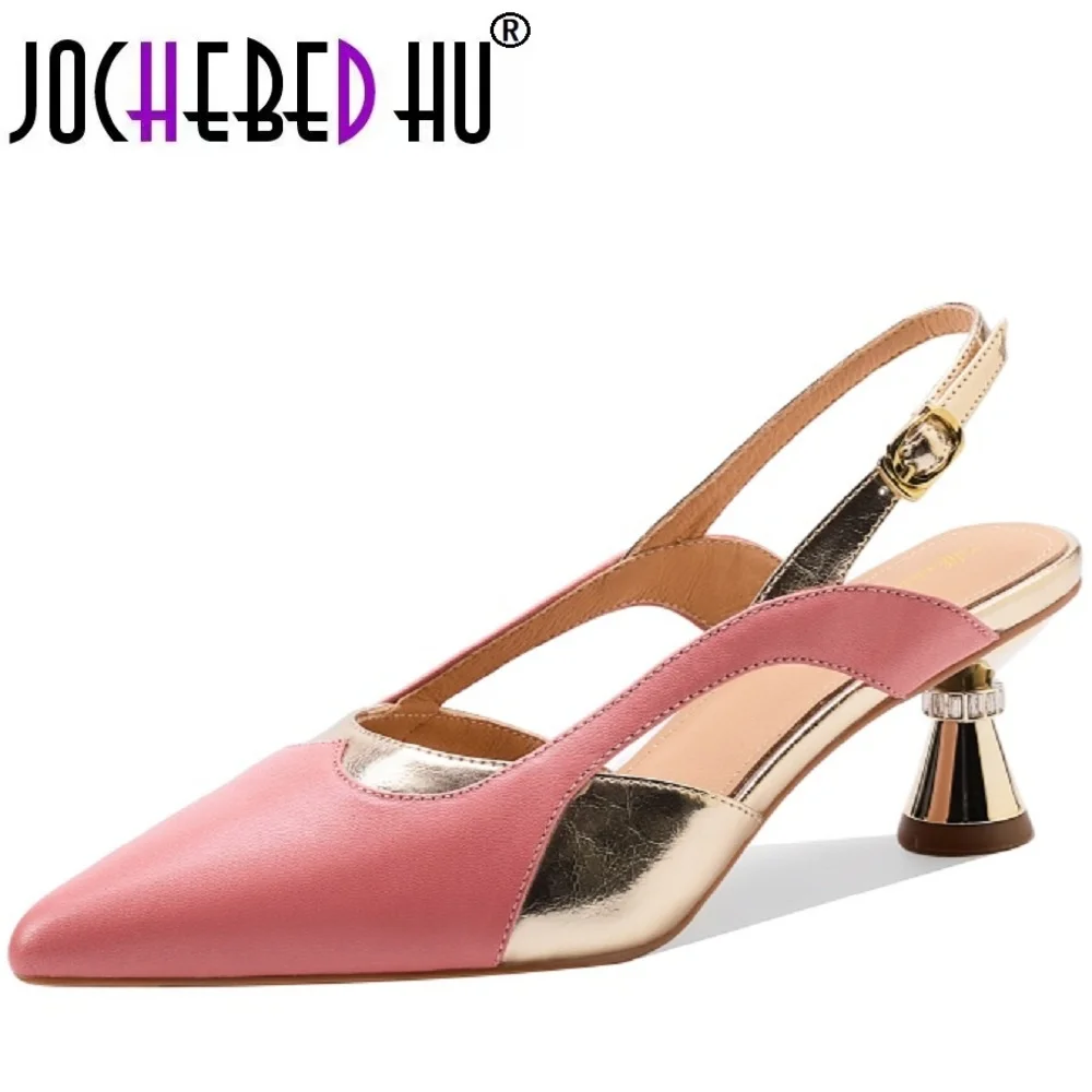 

【JOCHEBED HU】Новые брендовые женские туфли-лодочки ручной работы на высоком каблуке, летние сандалии с босоножками, обувь из натуральной кожи, вечерние свадебные туфли, размеры 34-40