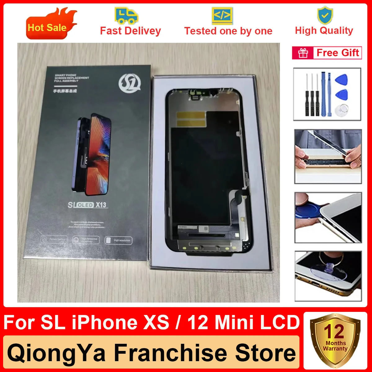 SL Tested New OLED 12 pro Display For iPhone XS / 11 Pro / 12 Mini / 13 Mini / 14 Plus LCD and Touch Screen Digitizer Assembly