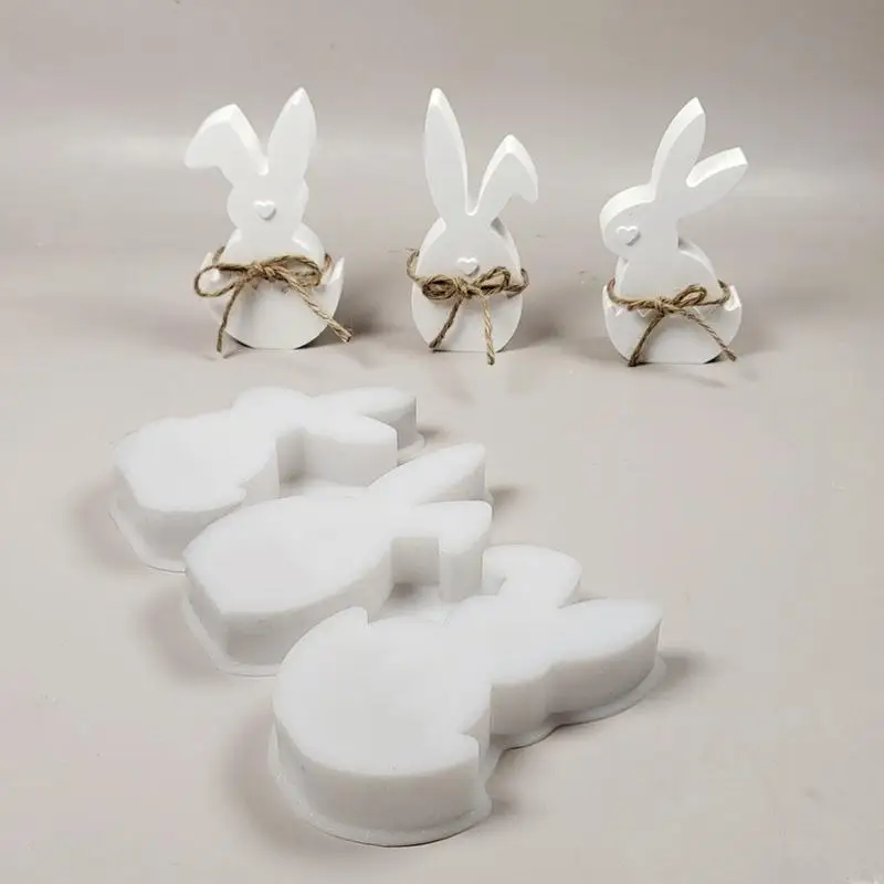 Easter Cute Rabbits Silicone Moulds Gypsum Car Mounted Incense Expanding Gypsum Decoration Mold Aromatherapy Candle Resin Molds