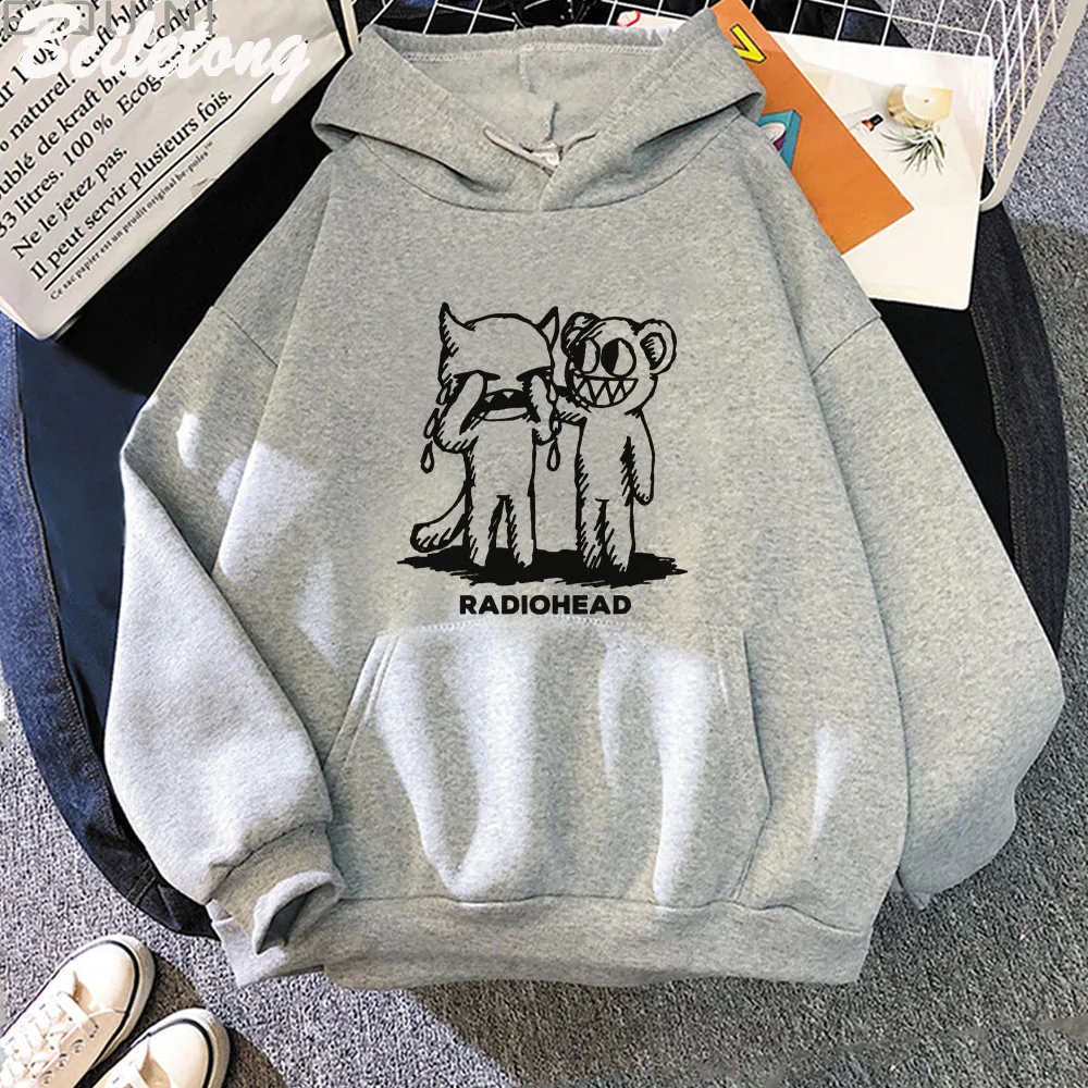 Radiohead Vintage Printed Hoodie Anime Graphic Sweatshirt Men Oversized Cotton Hoodies Pullover Harajuku Hoody Male Clothing