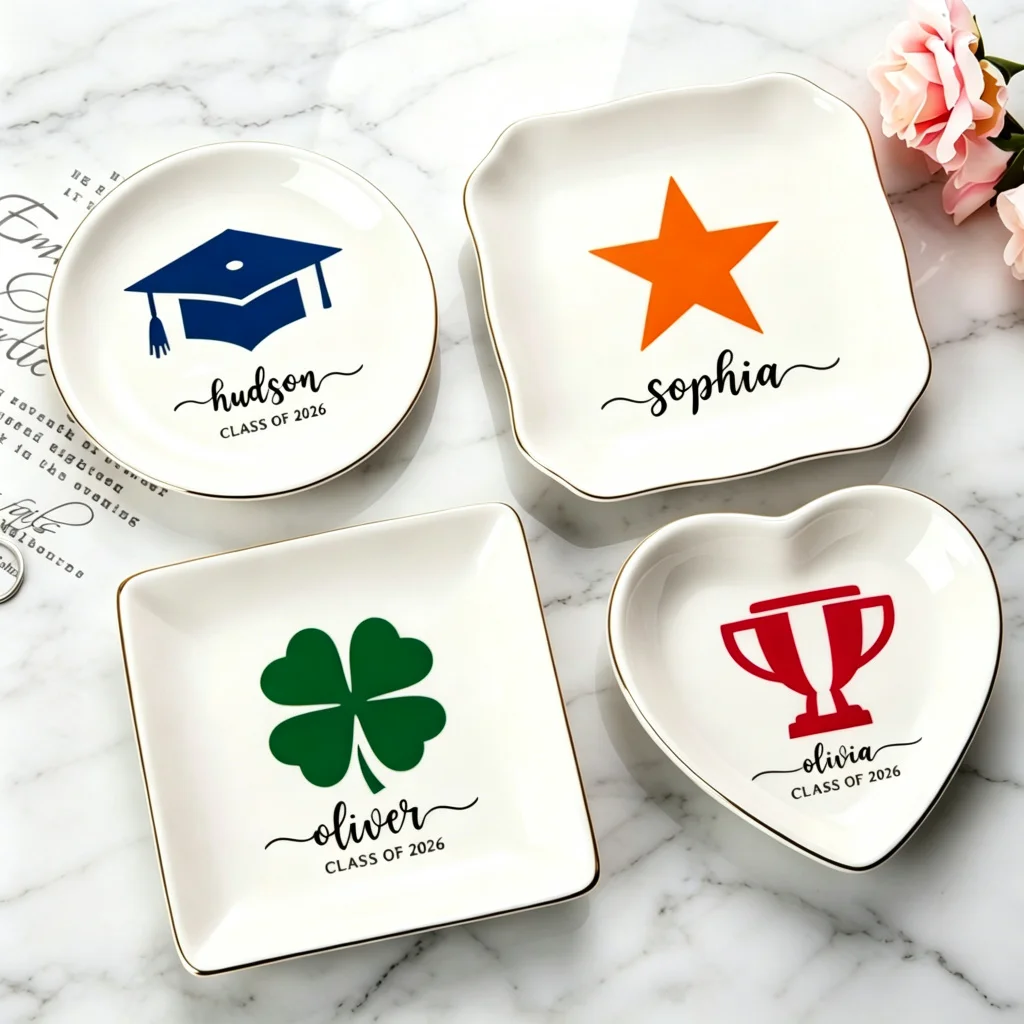 Personalized Ceramic Jewelry Tray Photo Trinket Dish Wedding Gift for Bridesmaid Best Friend Anniversary Ring Dish Home Decor