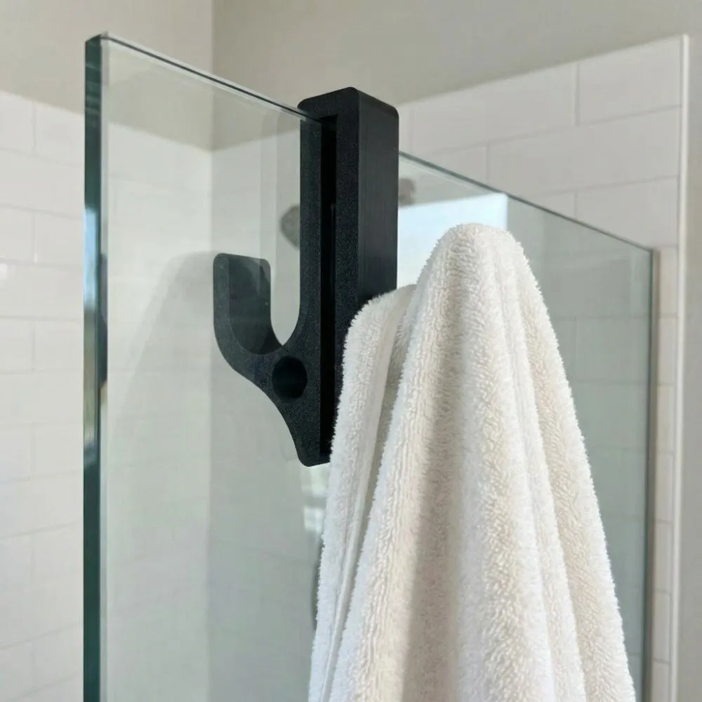 Portable Shower Hook Glass Door Compatible Multi-functional Clamp Hook Waterproof Clamp Design Bathroom Hook for 8mm Glass Door