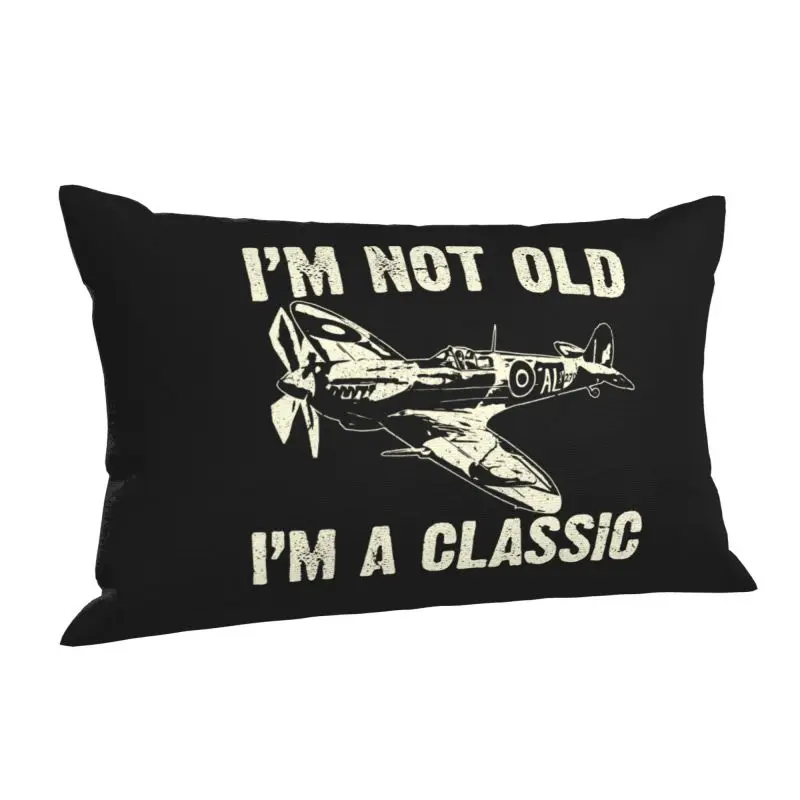 Custom Airplane Aircraft Plane Spitfires Luxury Throw Pillow Cover Supermarine Fighter Plane WW2 War Pilot Pillow Case Rectangle