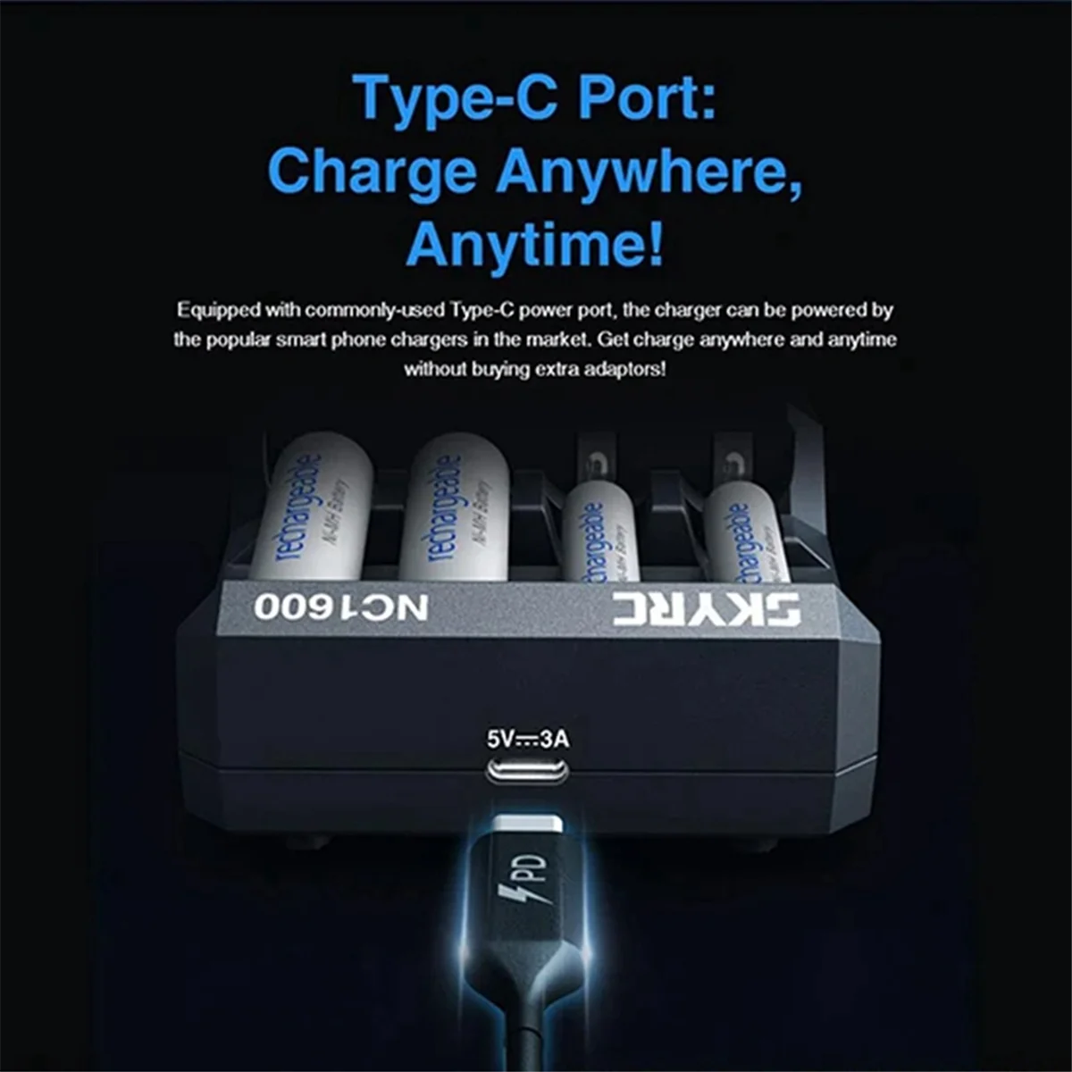 NC1600 Battery Charger AA/AAA NiMH NiCr Battery Charger with Analyzer Portable Utility Charger