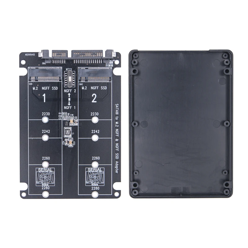 Dual M.2 to SATA3.0 Adapter M.2 SATA Protocol SSD Adapter 2 Port NGFF M.2 B Key to SATA 3.0 6Gbps M2 to SATA Converter Card Case