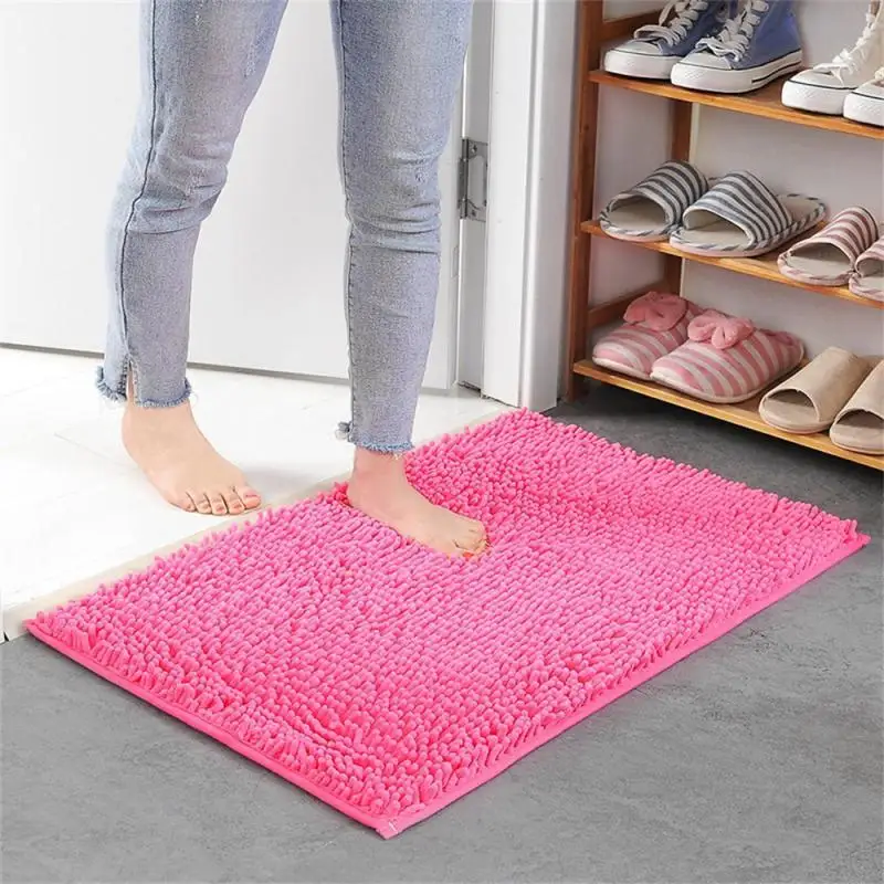 Soft And Absorbent Household Chenille Shower Mat Non Slip Quick Drying Shower Mat Machine Washable Blue Bath Mats 40x60cm