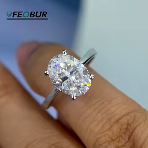 GRA Certified 1-4CT Oval Moissanite Ring for Women 925 Sterling Silver Plated 18K Lab Diamond Engagement Wedding Band Jewelry