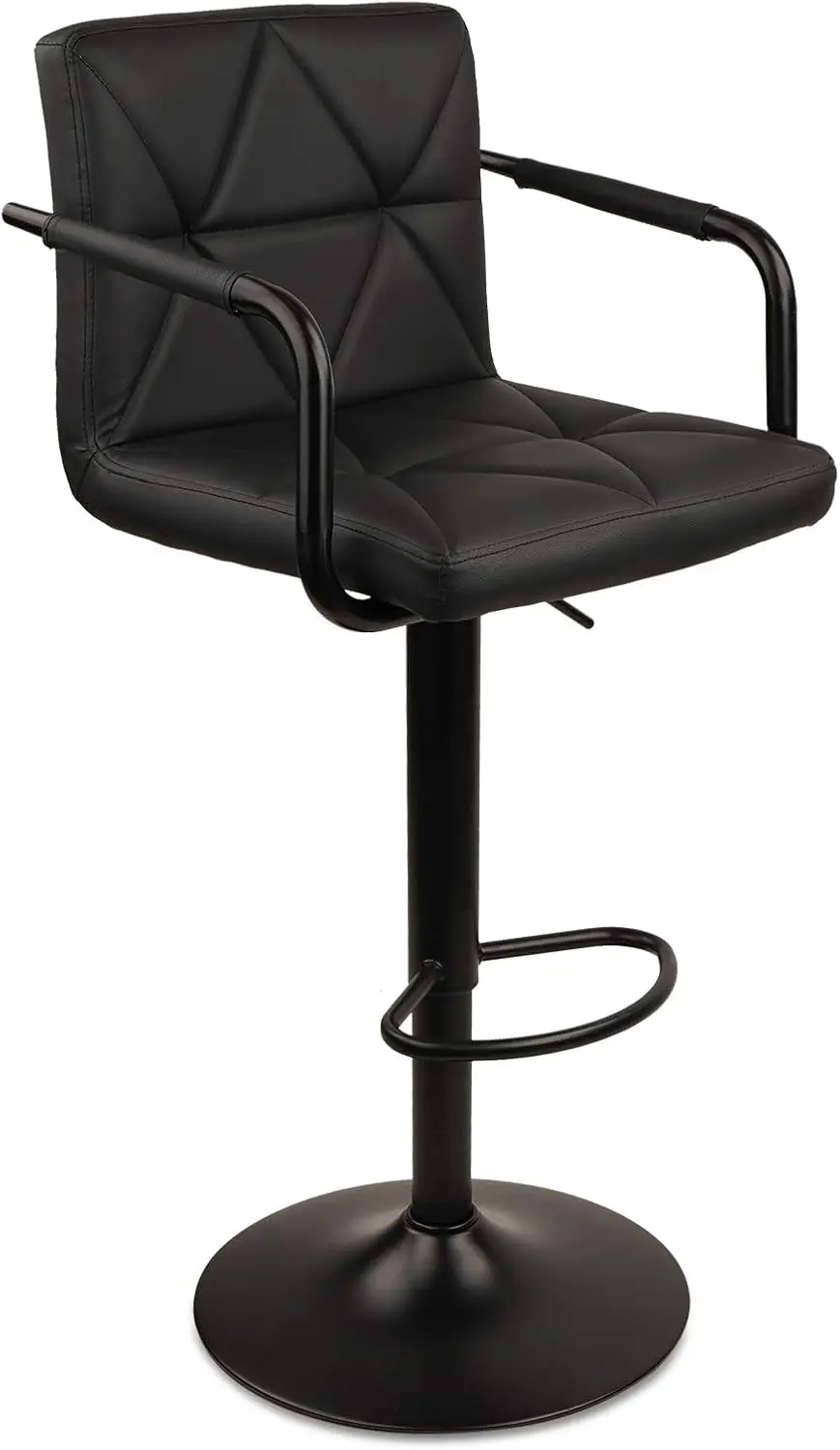 

Counter Height Bar Stool Pu Leather Adjustable Barstools With Armrest, Backrest And Footrest, Comfortable Tall Stools For