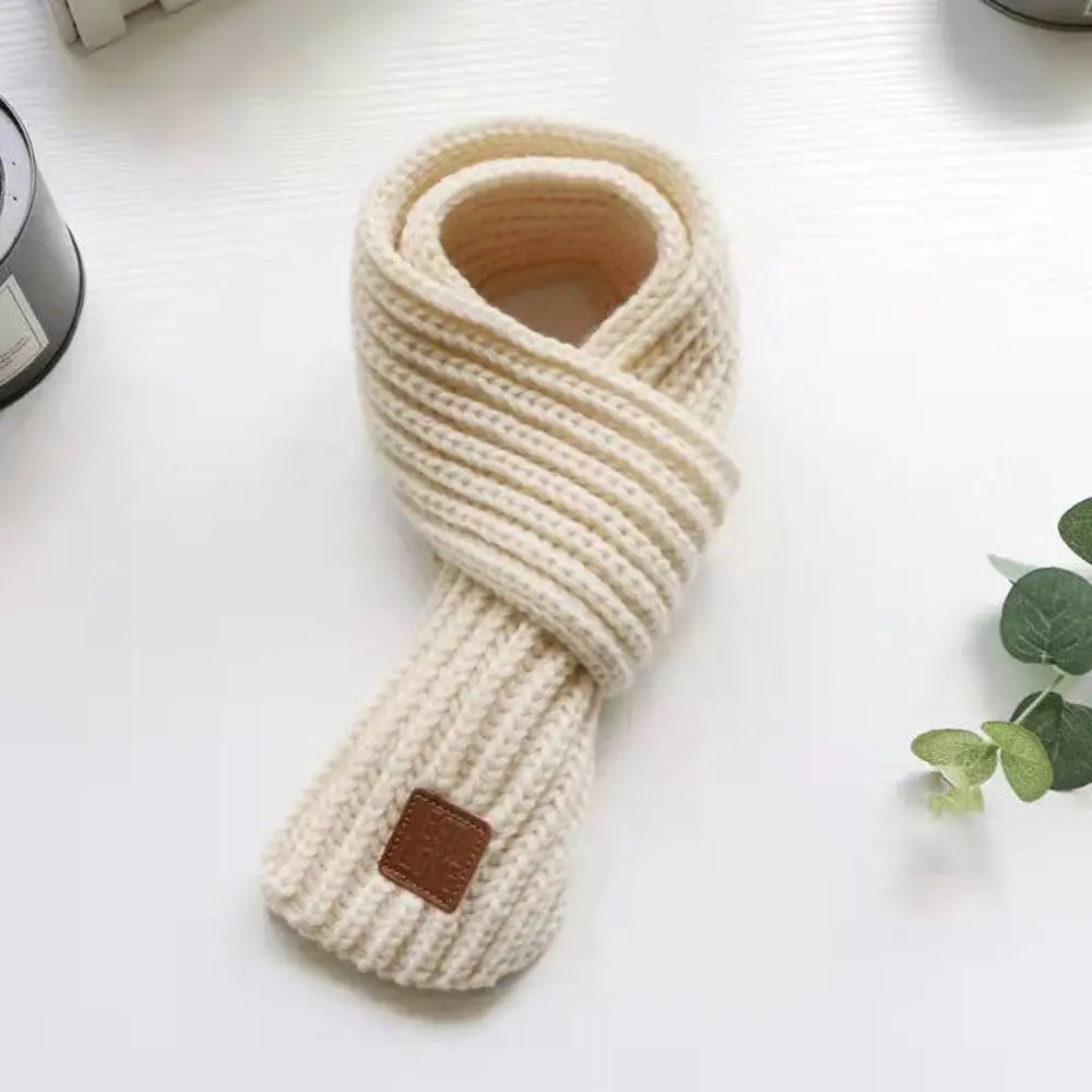 

Cute Boys Girls Labelled Scarf Autumn Winter Solid Color Apparel Accessories Knitting Thermal Scarf Scarf Outdoor Scarf