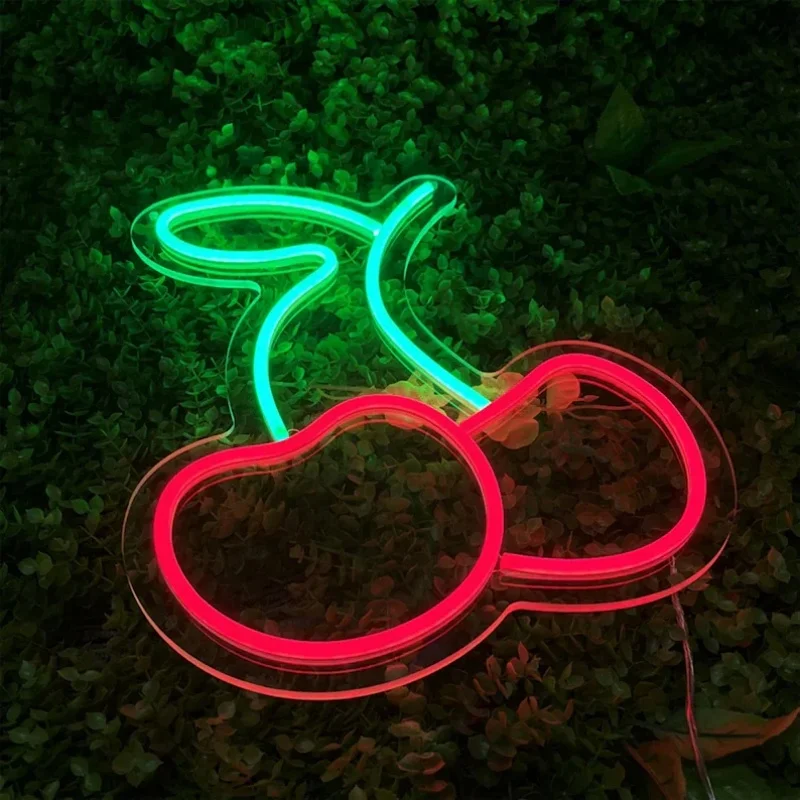 Cherry Neon Sign Led Neon Light Wall Hanging Art Lights for Kids\' Bedroom Home Living Room Kitchen Decor Wall Art Handmake