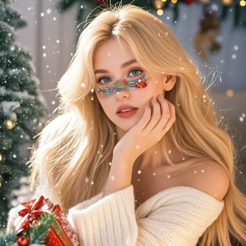 12pcs/set Waterproof Christmas Face Tattoo Long-lasting Colorful Freckle Stickers Cartoon Snowflake/Snowman Temporary Tattoos
