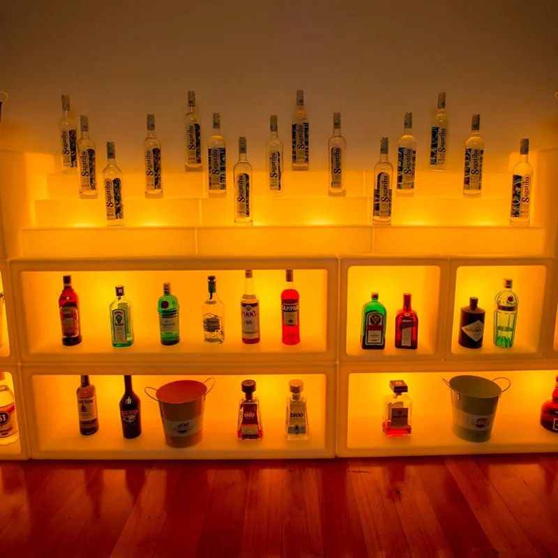 LED-Leuchtdisplay Weinregal Cocktail-Display Leuchtender Champagner-Rotwein dreischichtig