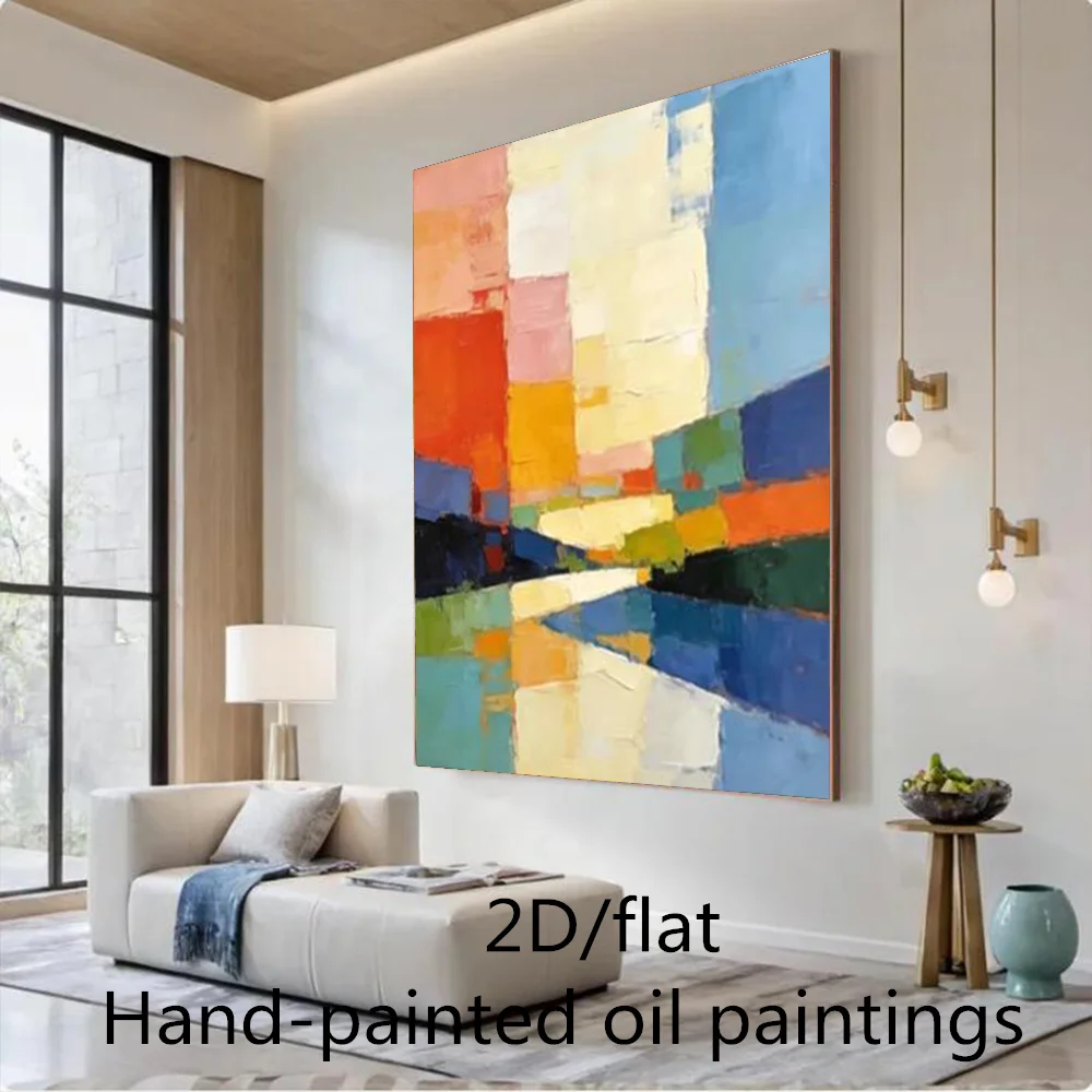 Large Thick Layer Mural Abstract Oil Painting - 100% Handmade Texture Simple Wall Art Picture for Home Living Room Decor Image