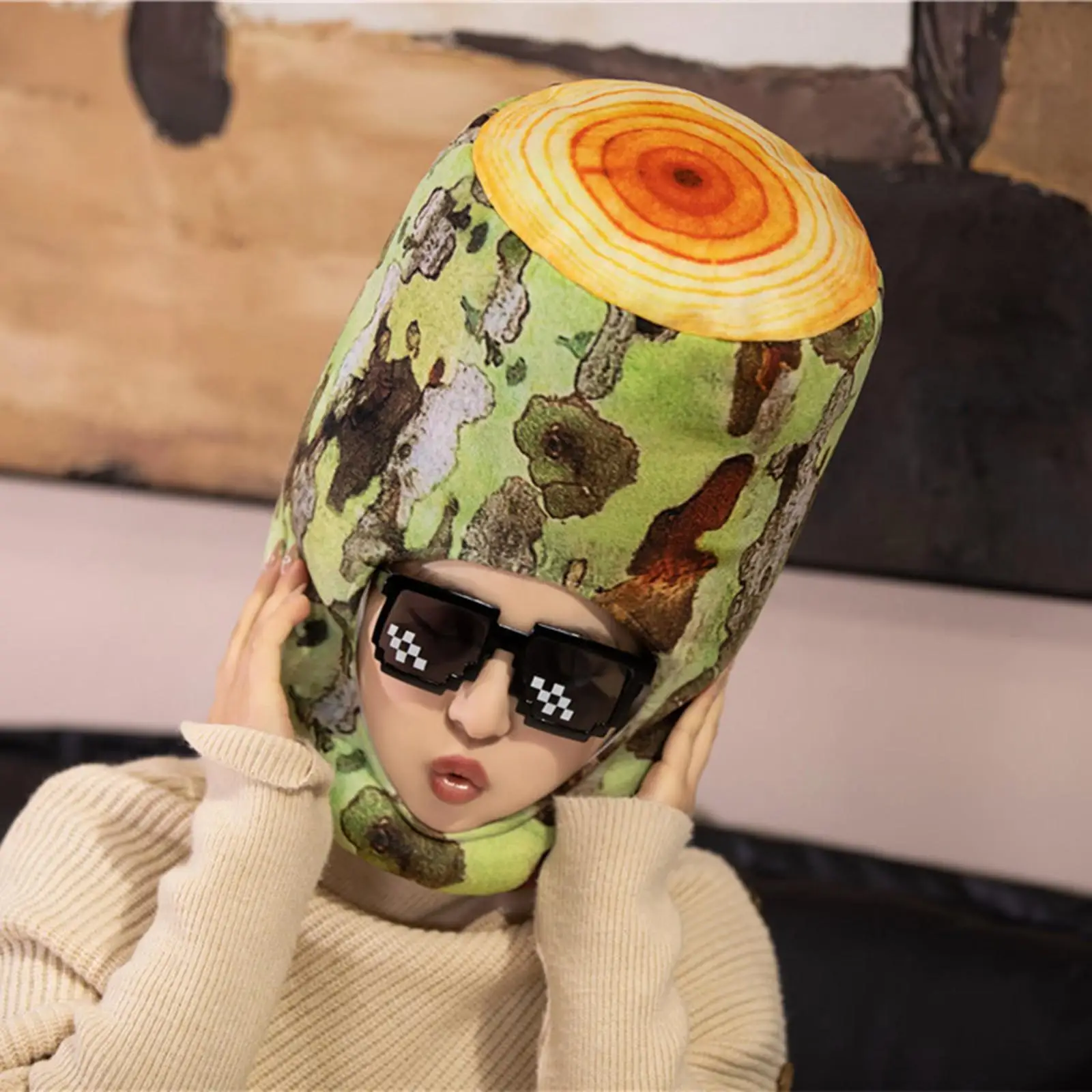 Cosplay Anime Tree Stump Cappello di peluche Copricapo divertente Berretto per costume unisex per accessorio fotografico per festa di carnevale