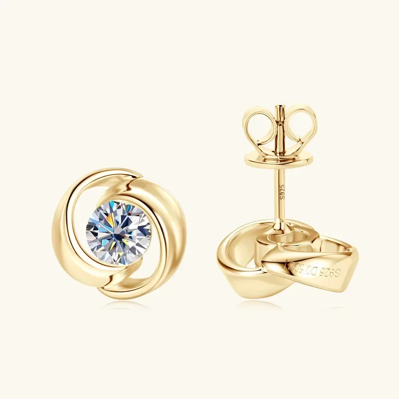 

Moissanite Earrings D Color Round Cut S925 Sterling Silver Stud Earrings for Woman Lab Diamonds Wedding Fine Jewelry GRA