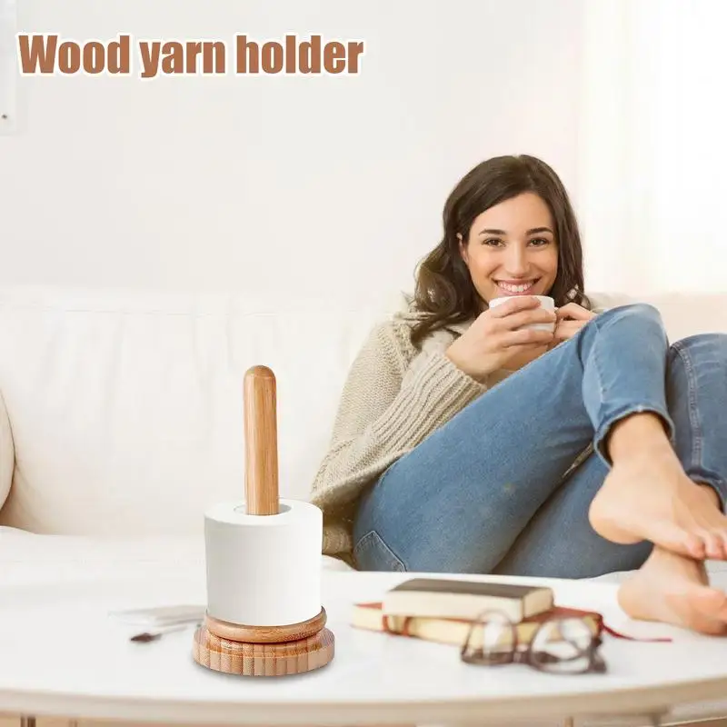 Yarn Holder For Crochet Rotating Wooden Yarn Holder Tabletop Spinner Wool Yarn Bobbin Holder Sewing Crochet Knitting Accessories